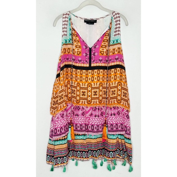 Hemant & Nandita 100% silk tiered Tassel multi pattern dress size Small - Picture 2 of 9